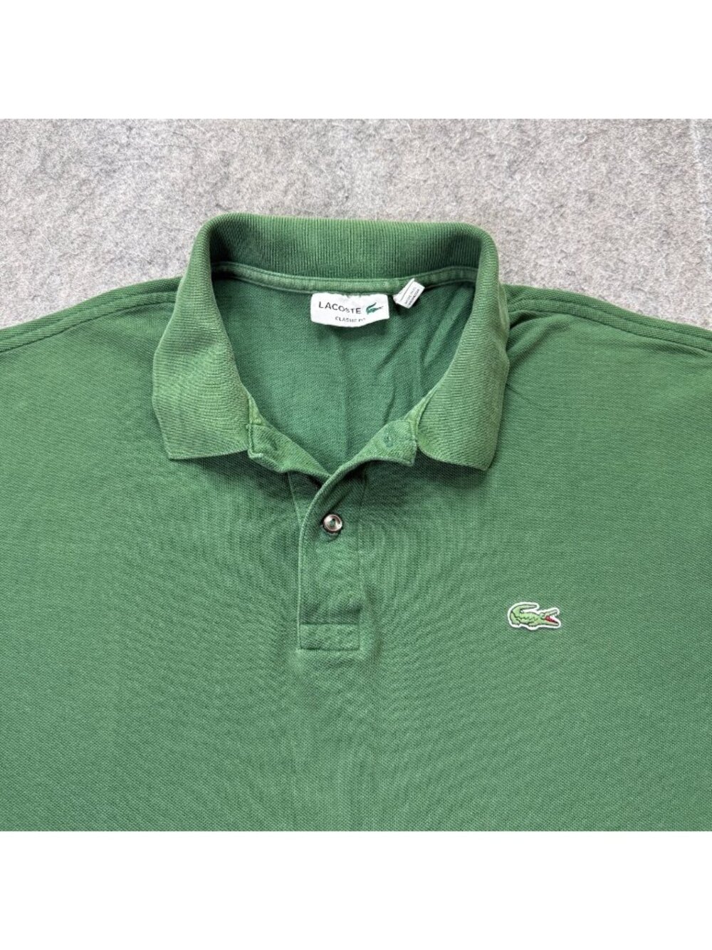 Lacoste Polo Shirt Men 7 2XL Green Solid Pique Short Sleeve Regular 48" x 28"